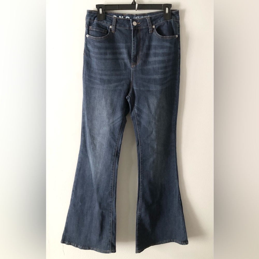S.O.N.G. Flared Lace Up Jeans Bell Bottom Stretch Western Denim 9/29